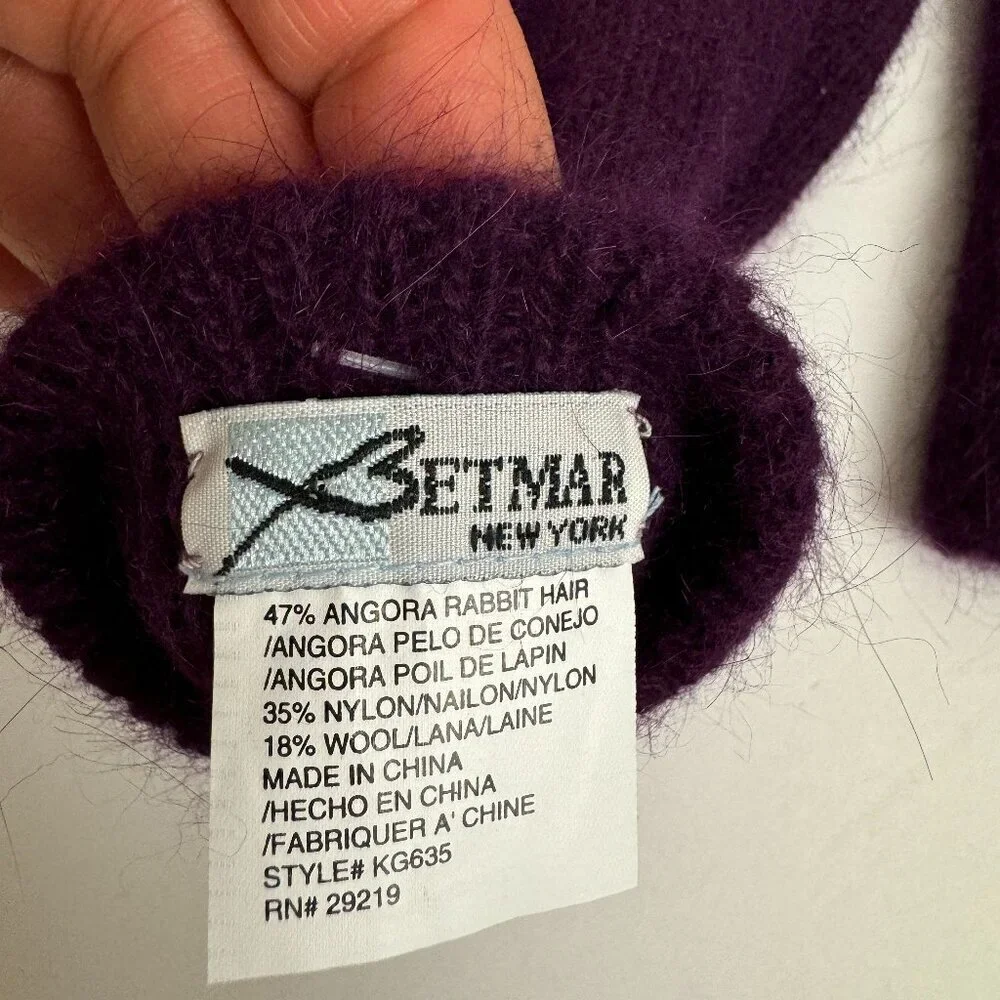 NWOT  Angora / Rabbit Hair PURPLE Gloves